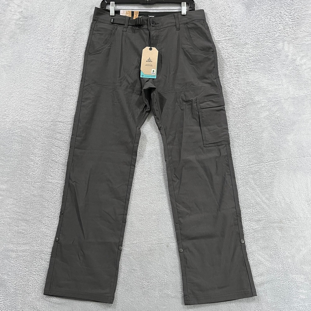 Prana Zion Pants II Relaxed Fit Straight Dark Iron Mens 31x30 Belted Cargo